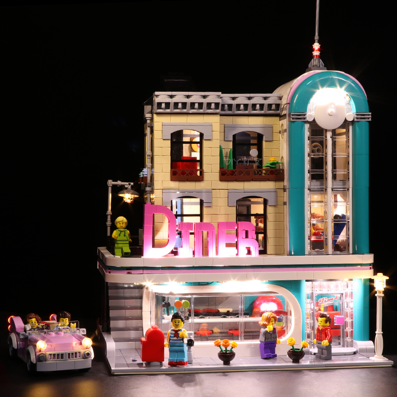 LED Light Lighting Kit ONLY For Lego 10260 Downtown Diner Building Bricks Toys ！